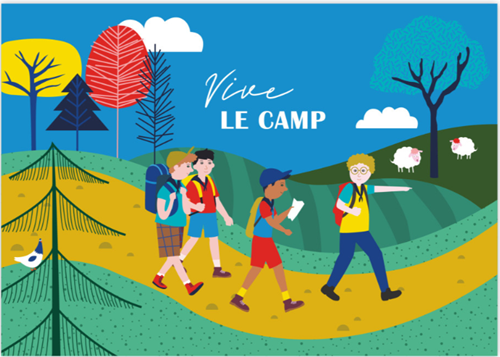 Carte "Vive le camp" + Enveloppe