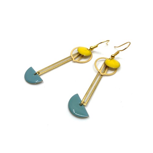 Boucles d'oreilles "Mira" jaune/bleu clair