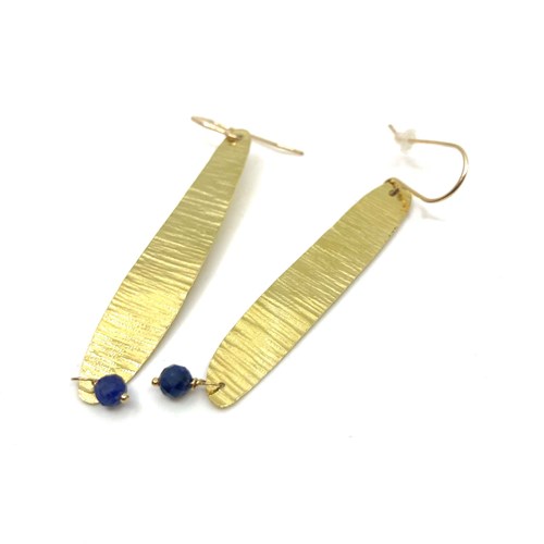 Boucles d'oreilles gold filled, laiton et lapis lazuli
