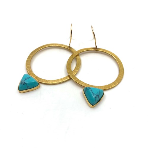 Boucles d'oreilles gold filled, laiton plaqué or et howlite
