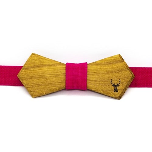 Noeud papillon en bois original fuschia