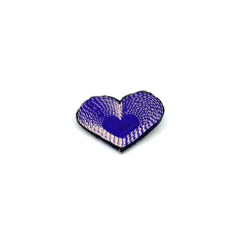 Broche "Coeur" mauve blanc