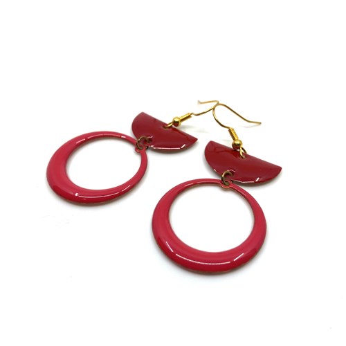 Boucles d'oreilles "Annette" rouge/rose foncé