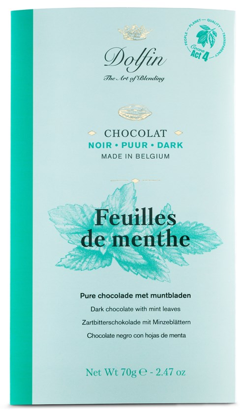 Chocolat Noir / Feuilles de menthe 70gr