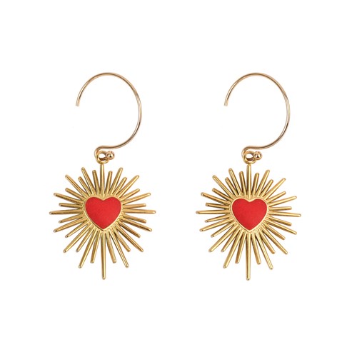 Boucles courtes "Red heart" gold filled