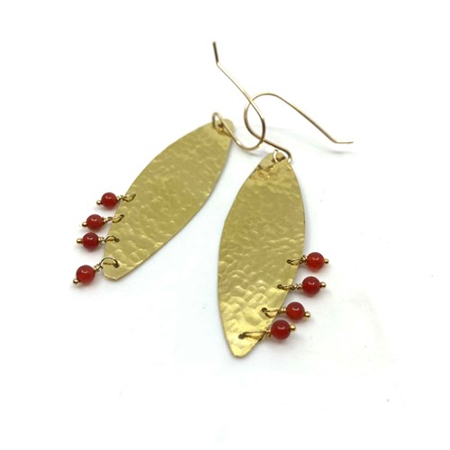 Boucles d'oreilles gold filled, laiton et cornaline