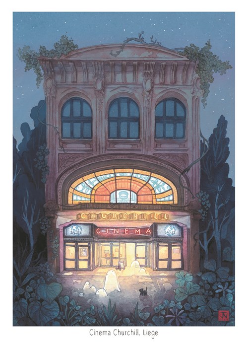 Illustration "Cinéma Churchill" 13 X 18cm