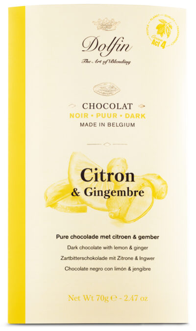 Chocolat Noir / Citron et gingembre 70gr